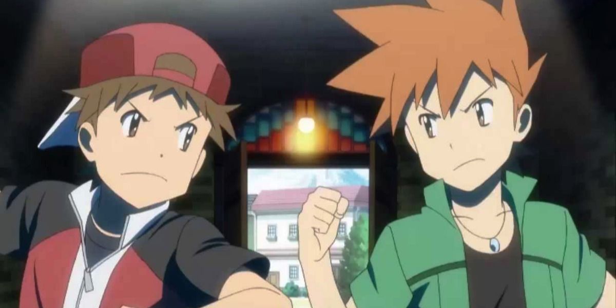 Red and Blue as they appear in the Pokemon Origins anime
