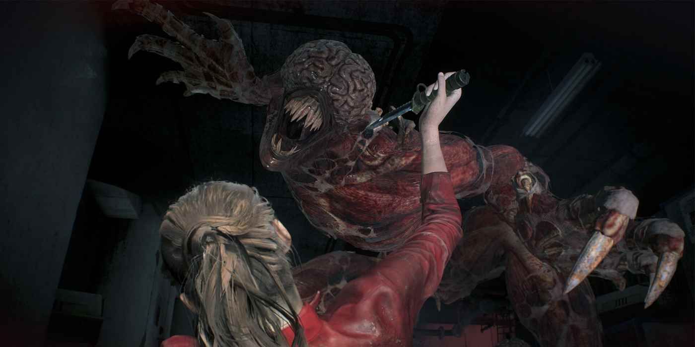 Resident Evil 2 Remake Claire Knifing A Licker