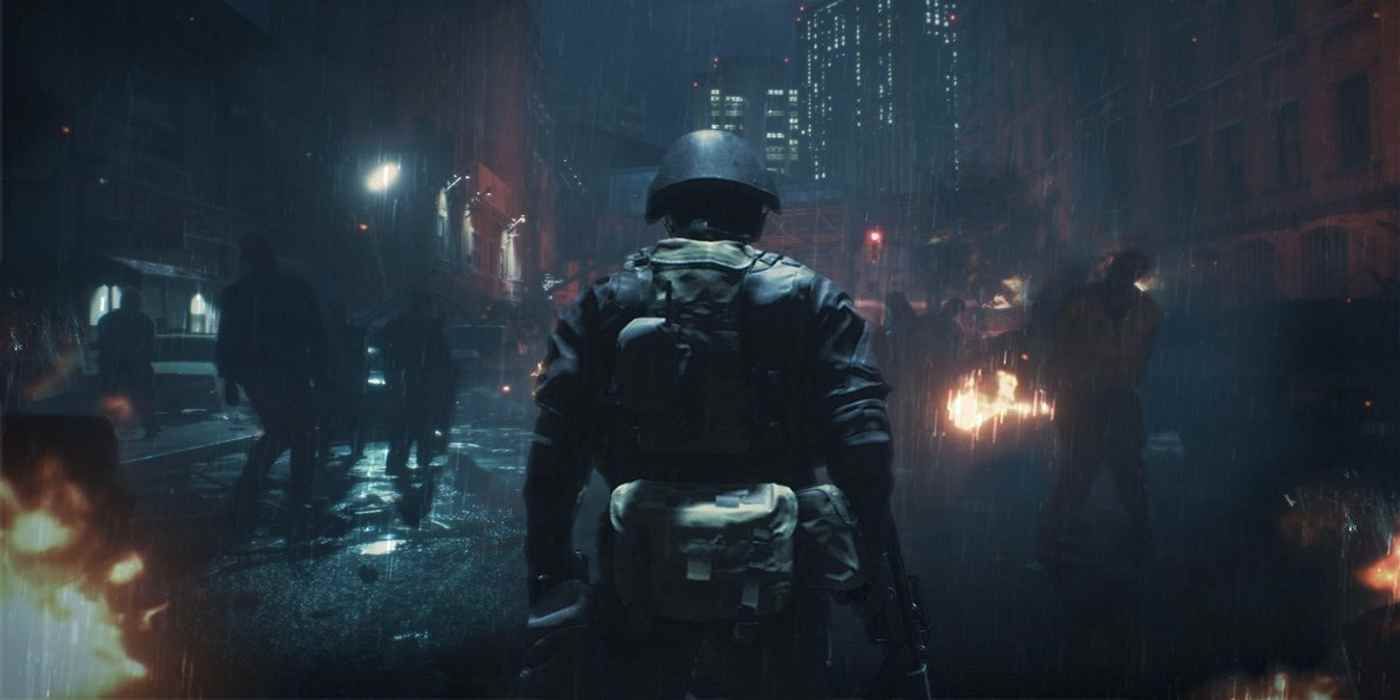 Resident Evil 2 Remake Hunk In Street Full Of Zombies