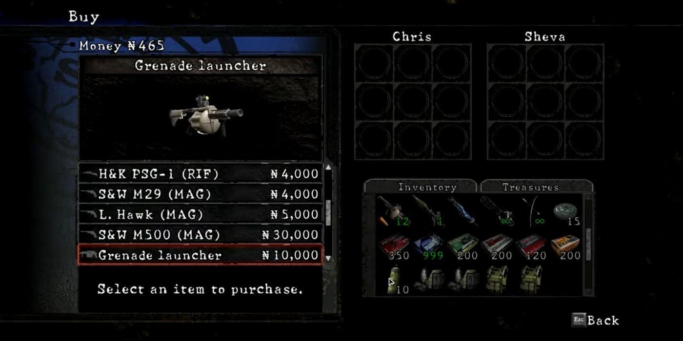 Resident Evil 5 Screenshot Grenade Launcher In Shop