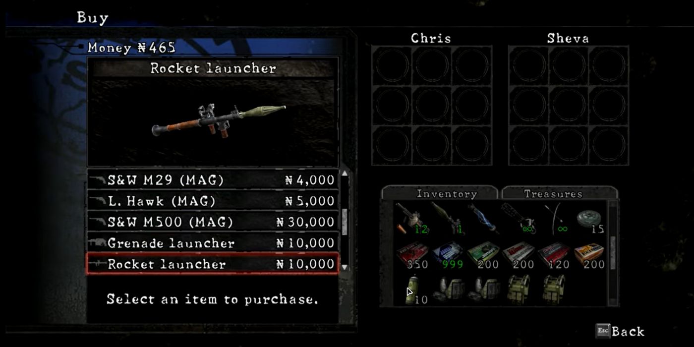 Resident Evil 5 Screenshot Of Rocket Launcher In Shop