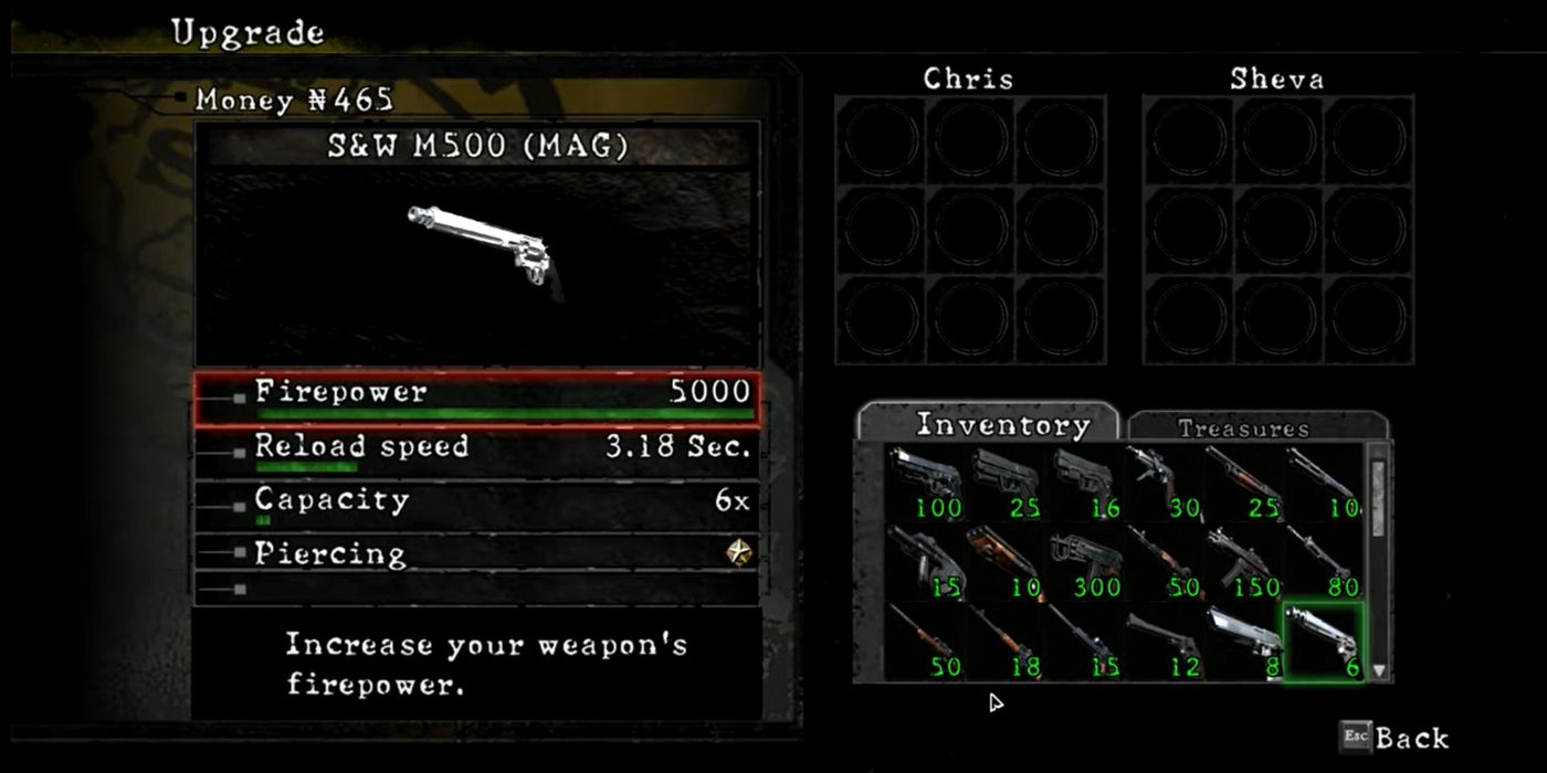 Reisdent Evil 5 Screenshot Of S&W M500 Stats