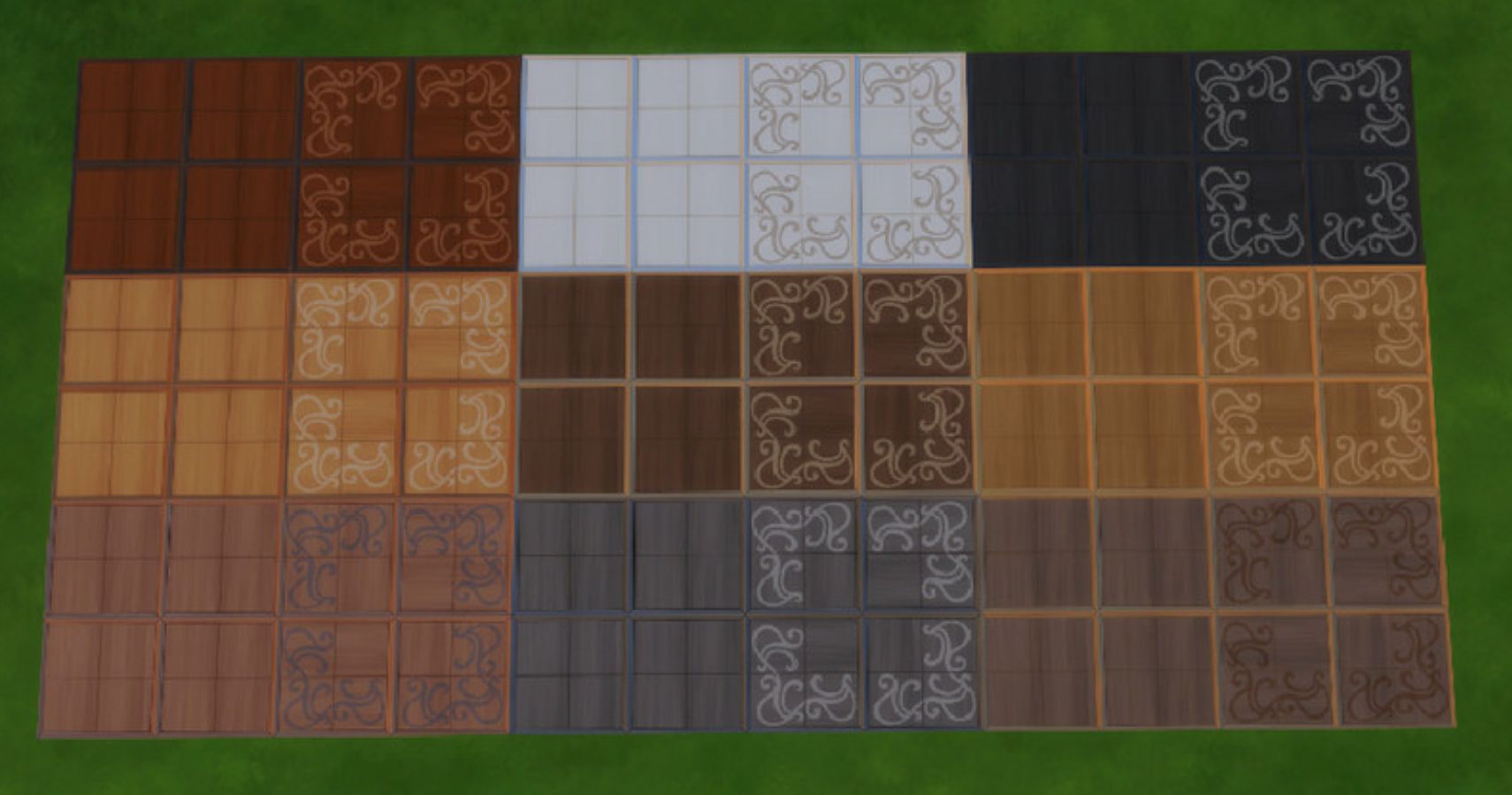 realm of magic wooden flooring in 9 colors with both plain and patterned versions.