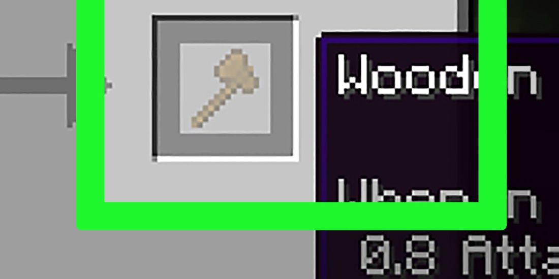 minecraft wooden axe being created in a crafting table