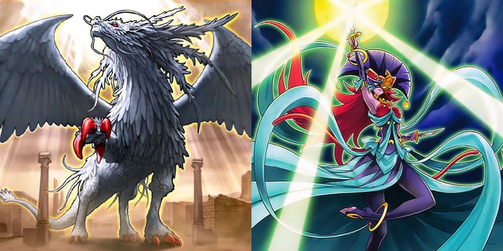 judgement dragon and lunalight cat dancer from the Judgement Force box in Yu-Gi-Oh! Duel Links