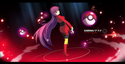 image of Pokemon gym leader Sabrina with her creepy doll next to a family photo