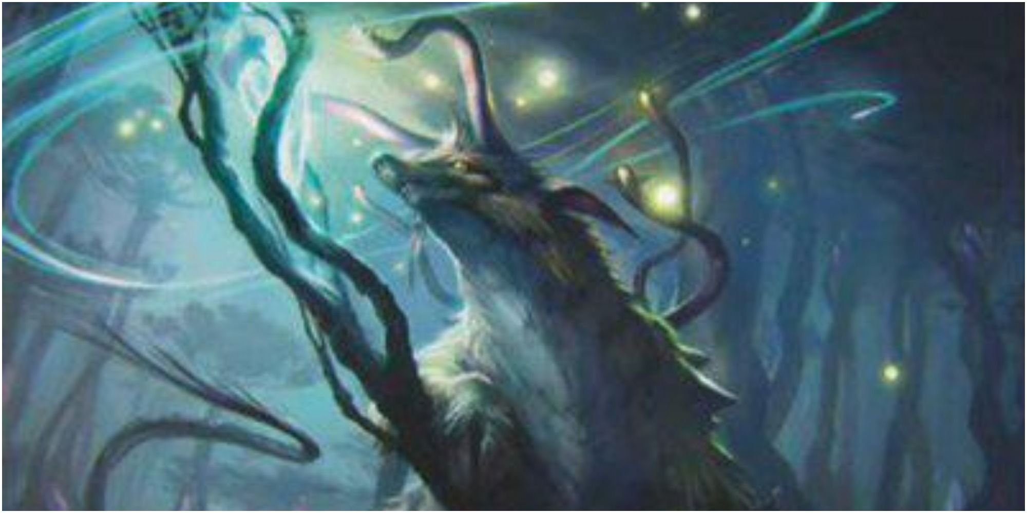 wolf-like spirit with swirling magic