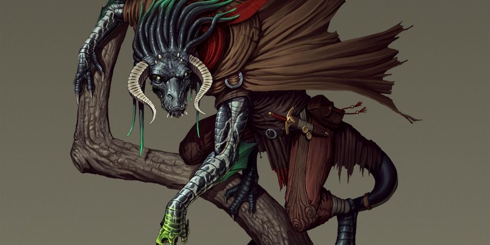 Art of Dragonborn on a tree limb