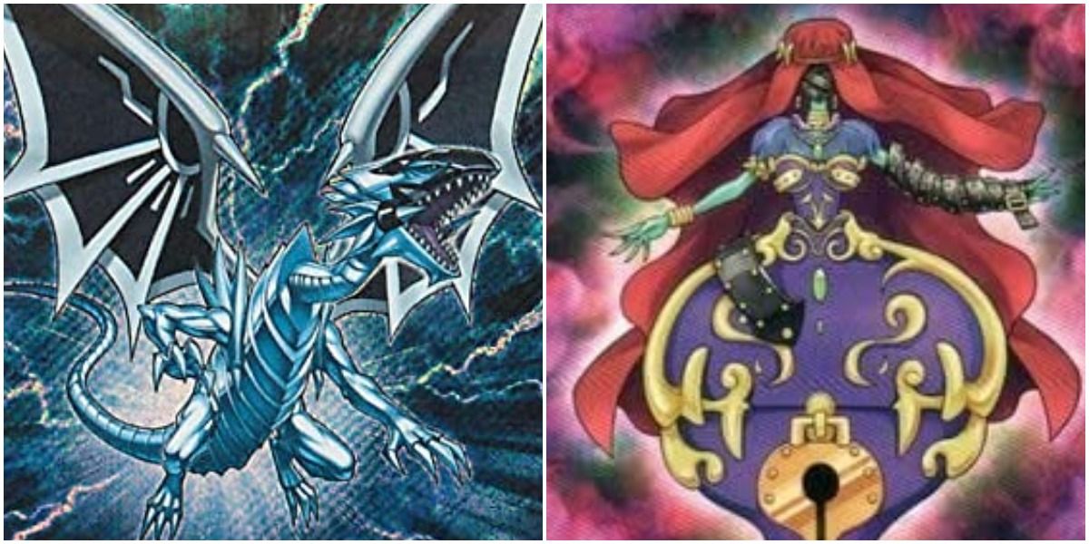 Yu-Gi-Oh cards Malefic Blue-Eyes White Dragon and D/D Pandora from the box Truth Universe in Duel Links