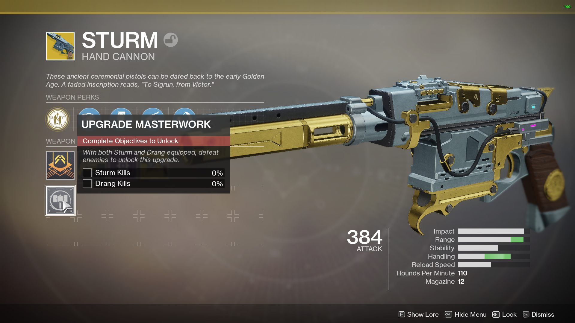 Sturm hand cannon in Destiny 2