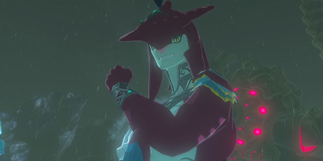 Sidon smiling with his arm raised in Breath of the Wild.