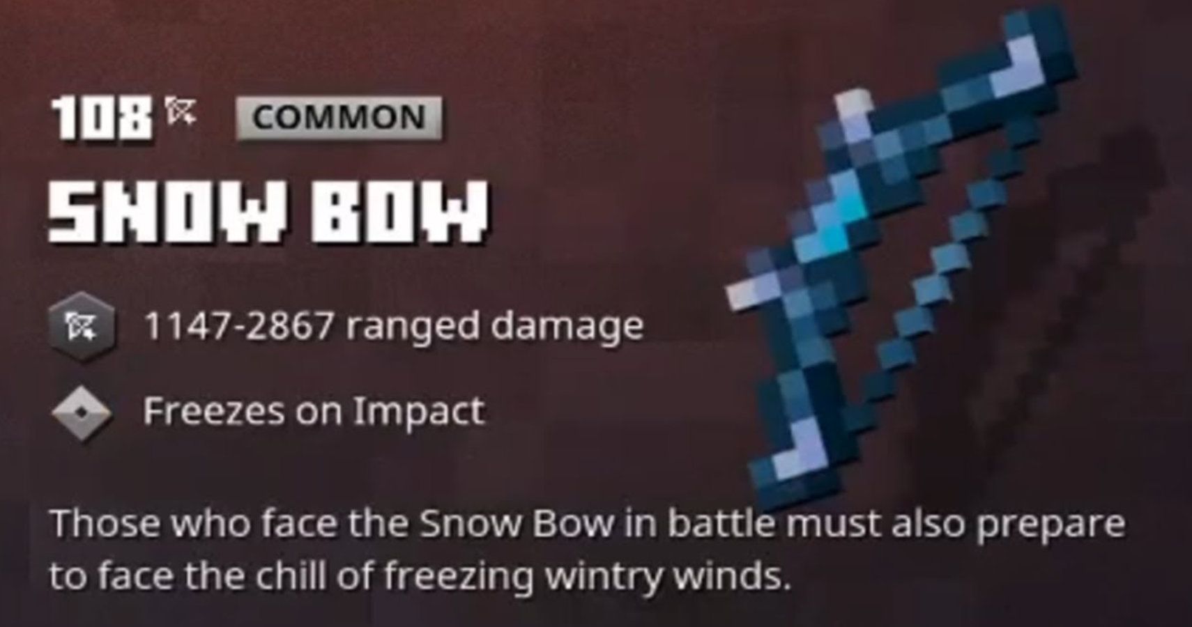 Stats for the snow bow.