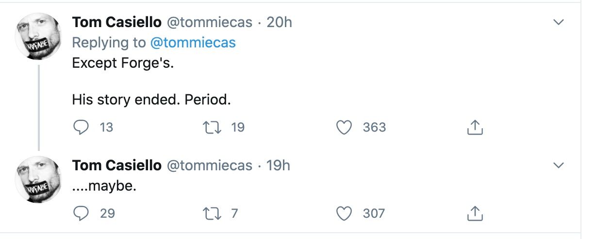 Tom Casiello's series of tweets causes Apex Legends fans to speculate as to whether they'll see Forge again.