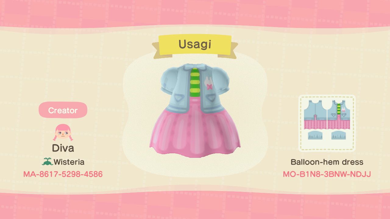 Usagi's signature pink shirt, green shirt and blue coat.