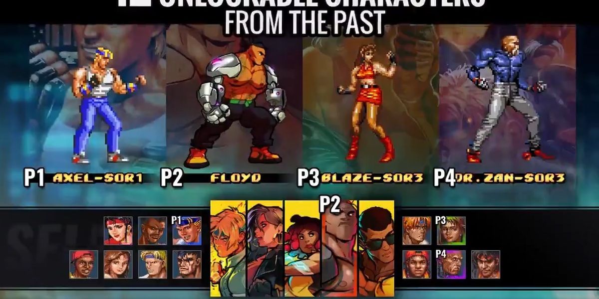 Streetsn of rage 4 character select screen