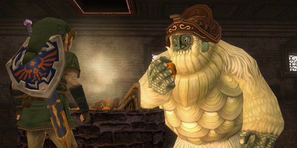 Link stands before a yeti