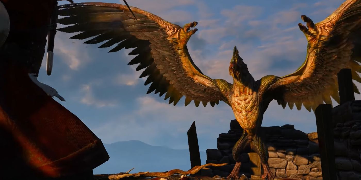 Witcher 3 Basilisk Attacking The Baron