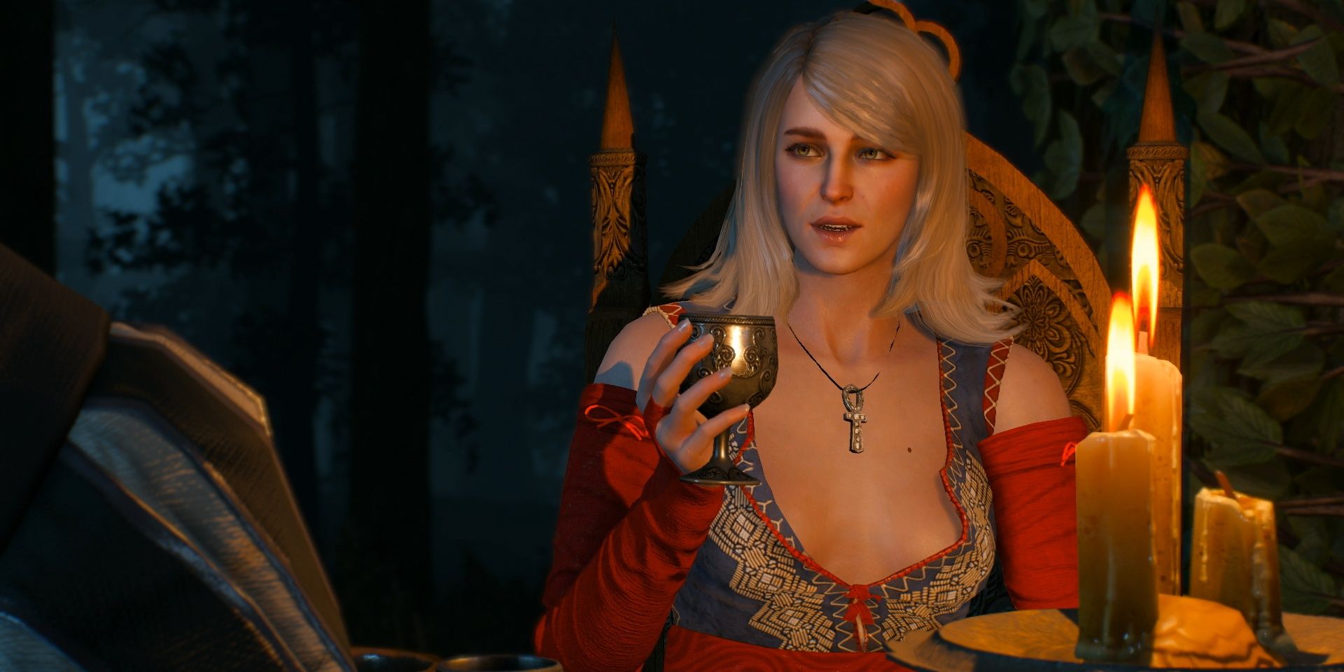 Keira Metz from the Witcher 3 dining with Geralt