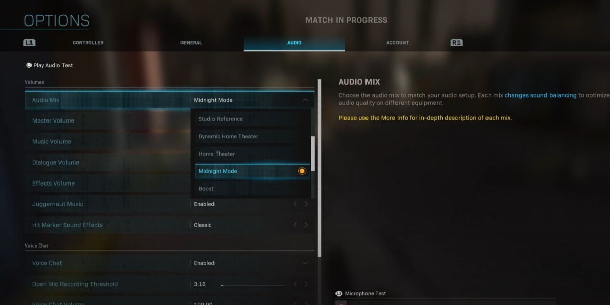 audio settings in warzone