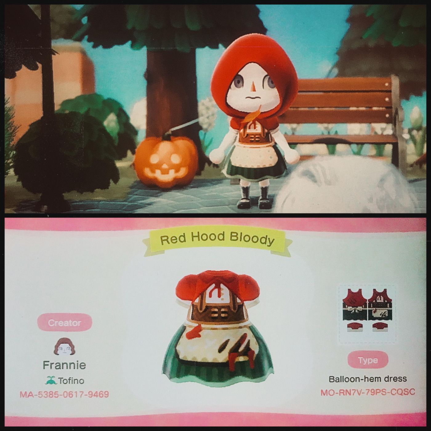 Animal Crossing Red Riding Hood Gore Costume