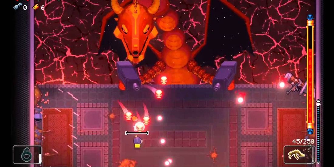 Facing the menacing Dragun final boss in Enter The Gungeon