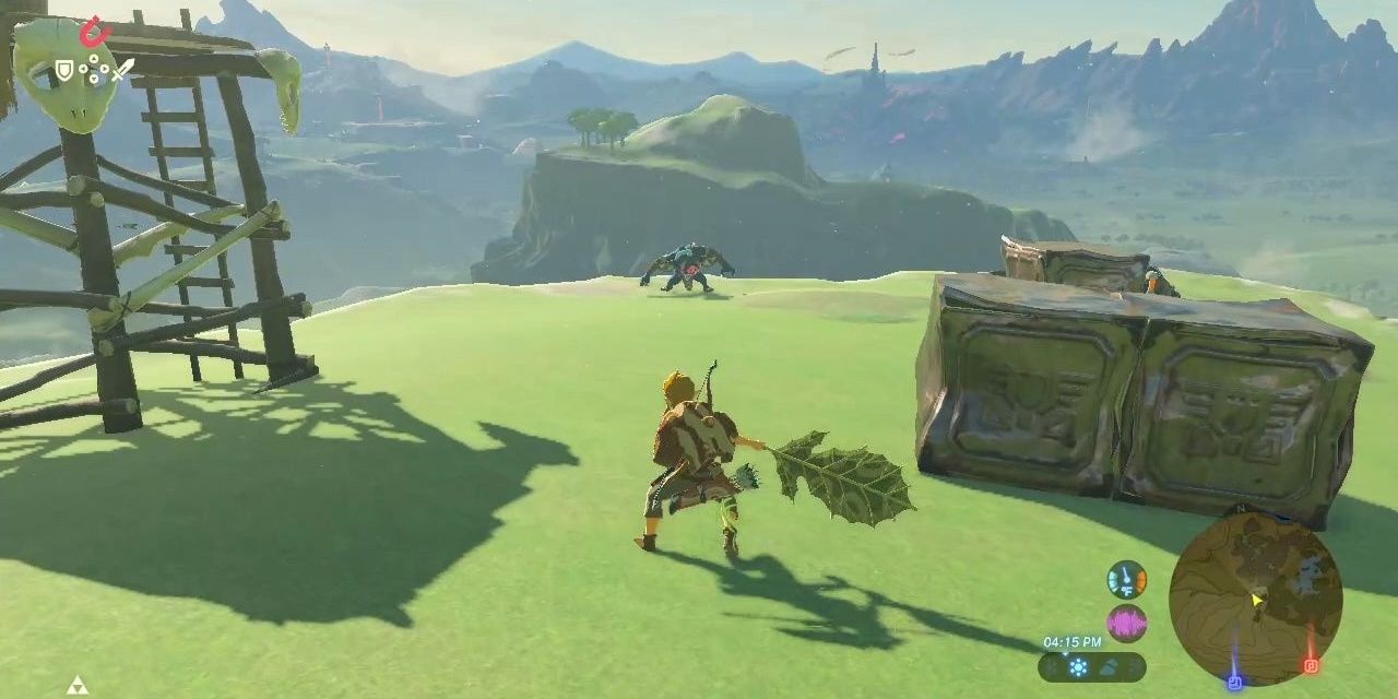 Link holding a Korok Leaf