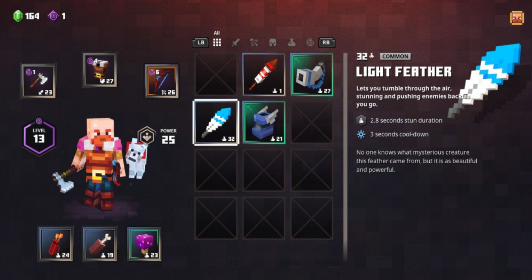 Light Feather Equipped.