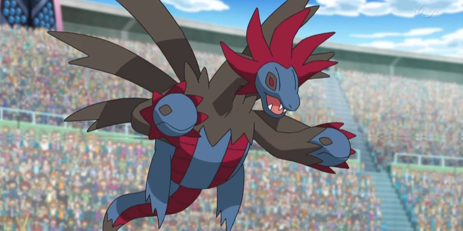Pokemon Anime Hydreigon Flying In A Stadium