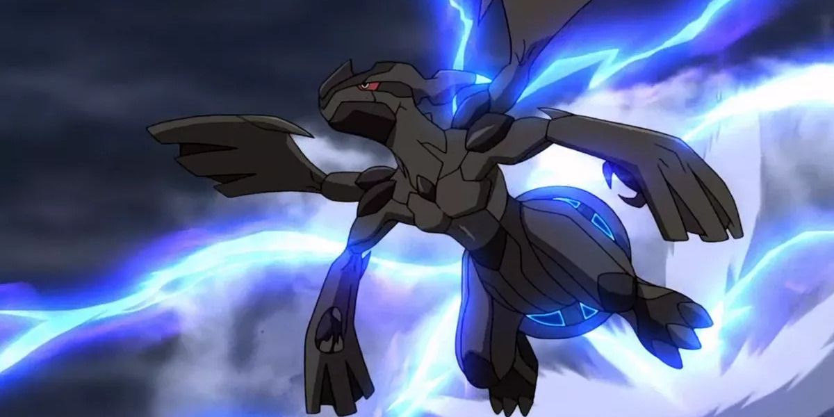 Pokemon Anime Zekrom Flying In A Storm
