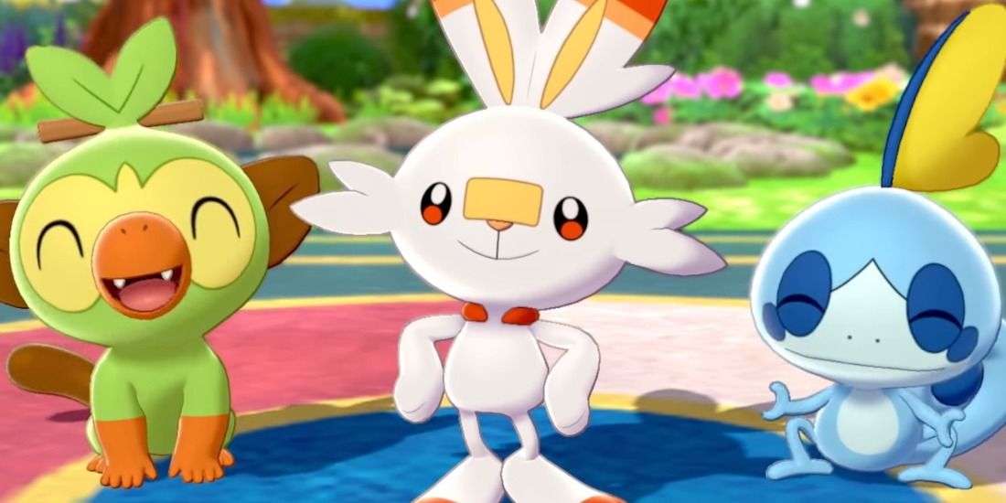 Pokemon Sword Shield Sobble Grookey Scorbunny Galar Starters Together Smiling Happy