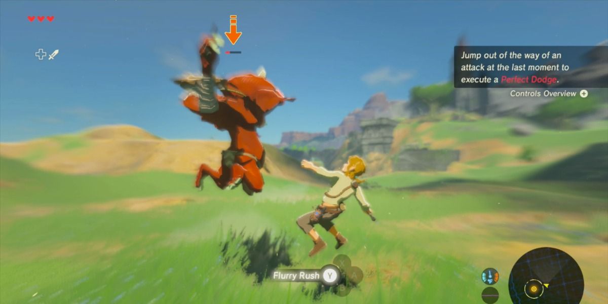 Link performing a Flurry Rush after dodging a Bokoblin's attack