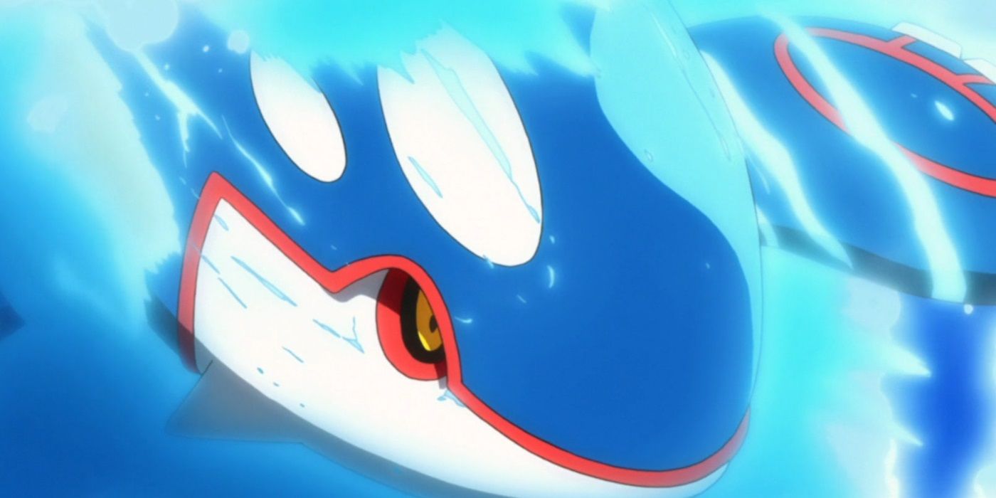 kyogre emerging from water anime