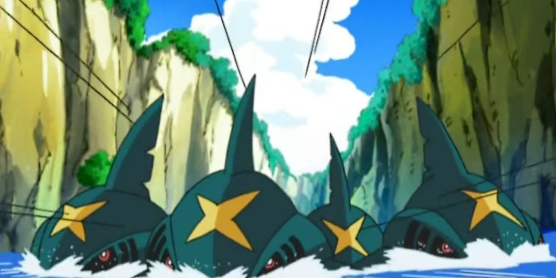 Pokemon Sharpedo swimming in Anime