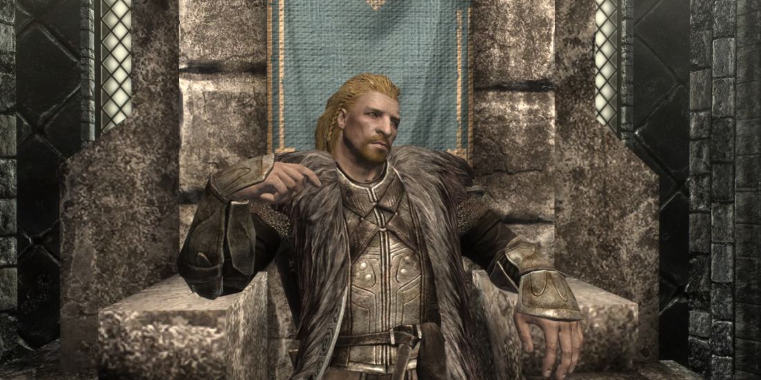 Ulfric Stormcloak Sitting Upon Throne Inside Palace Of Kings