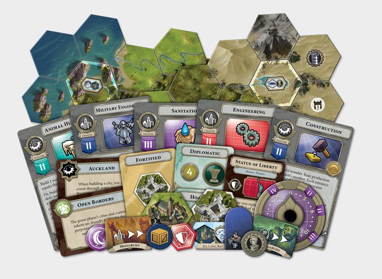 Civilization A New Dawn Terra Incognita expansion game piece spread