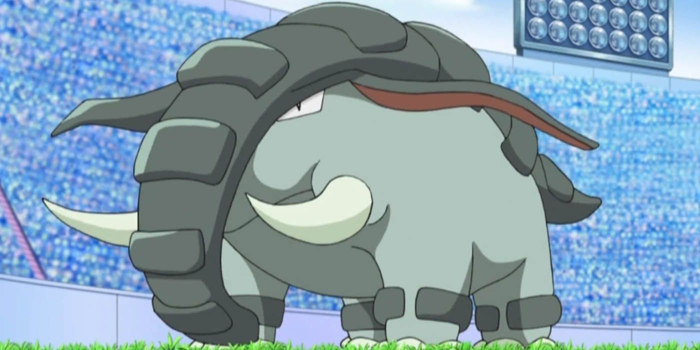 A Donphan during battle in the Pokemon anime.