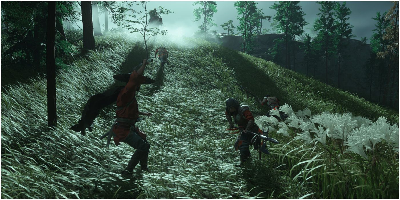 Sword fight in grassy area in Ghost of Tsushima