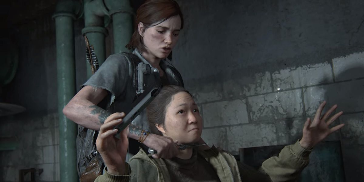 Last of Us Part II ellie using knife interogation