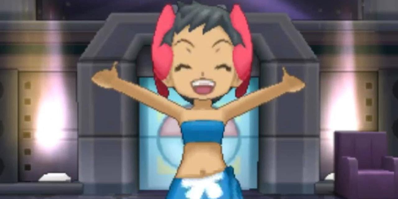 Phoebe greeting her opponent at the Hoenn Elite Four