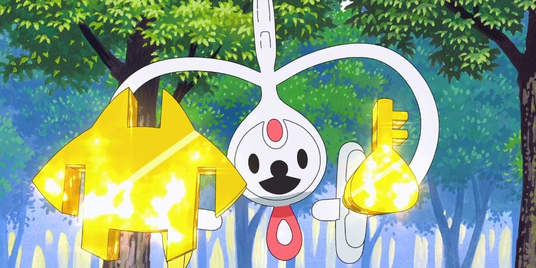 Pokemon Anime Klefki Smiling Golden Keys Forest