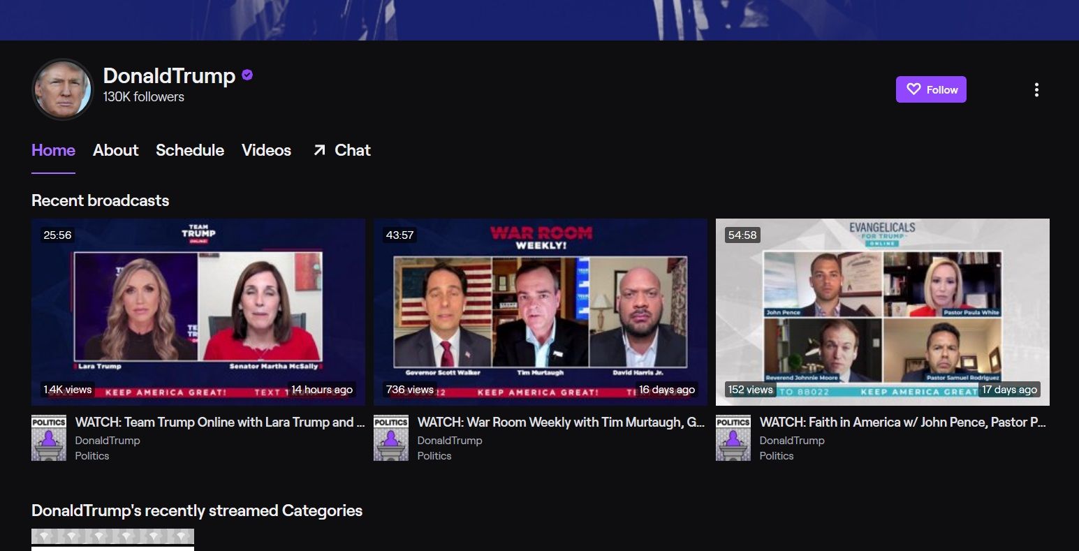 President Trump Twitch Channel