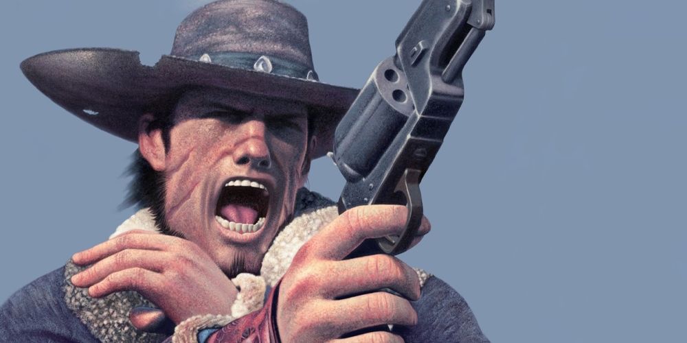 Red Dead Revolver Promo Image Of Outlaw Firing Revovler