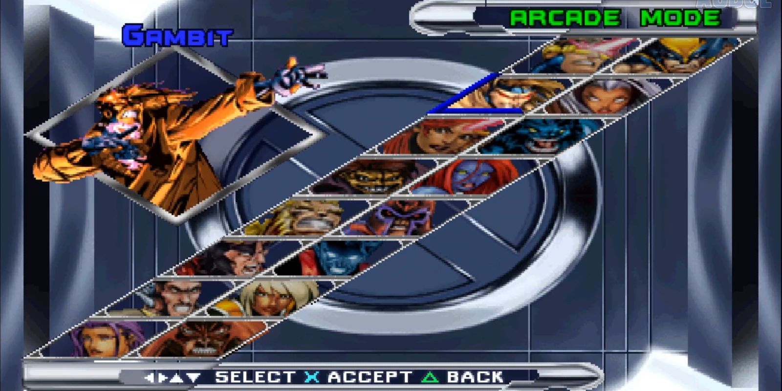 X-Men: Mutant Academy Select Screen