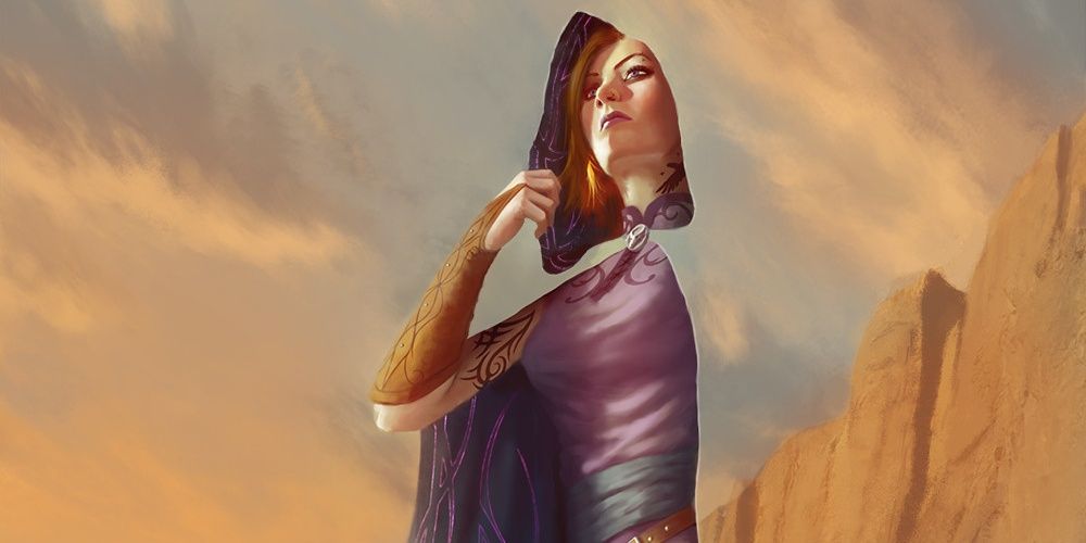 woman dons a cloak of invisibility and disappears into sky