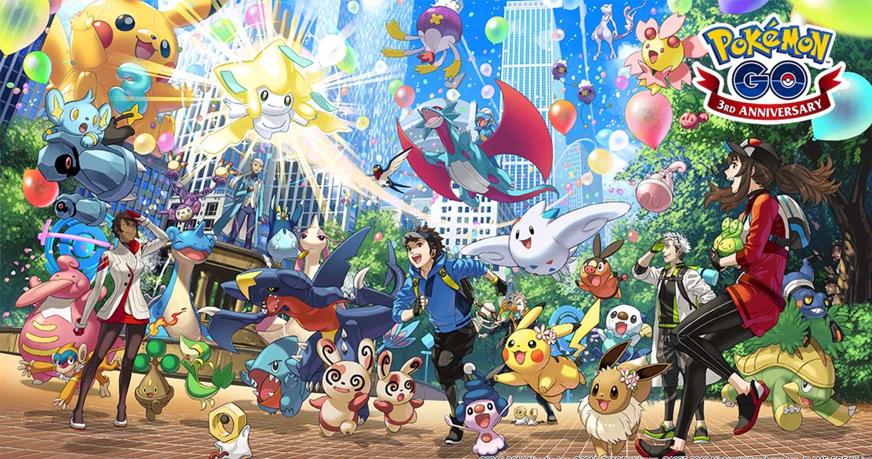 A large number of pokemon in a crowd