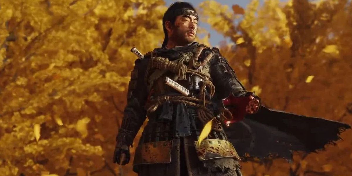 Jin standing in orange forest