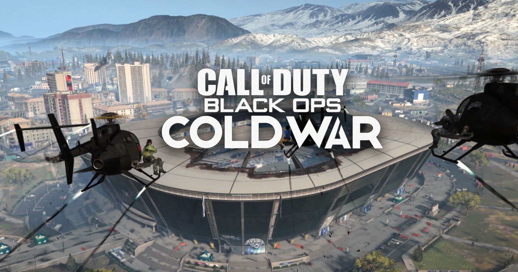 Call of duty Warzone Verdansk Map with Call of duty cold war logo in foreground