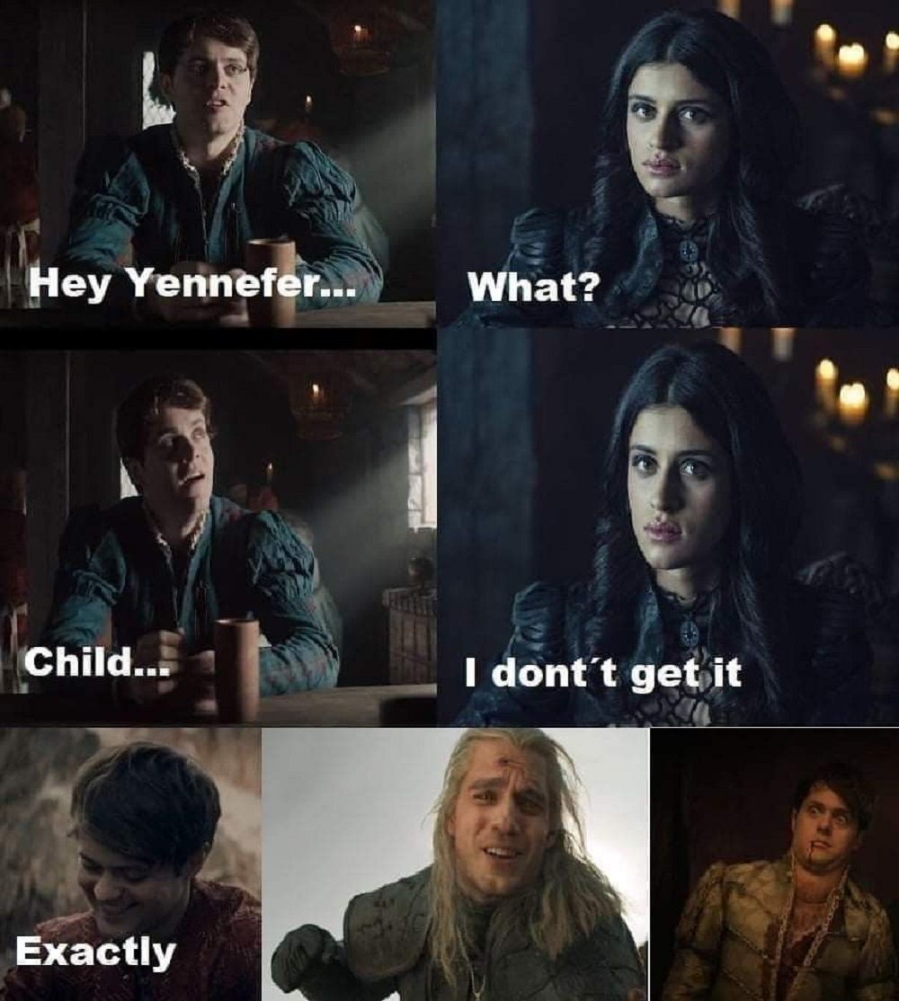 Geralt defending Yennefer meme