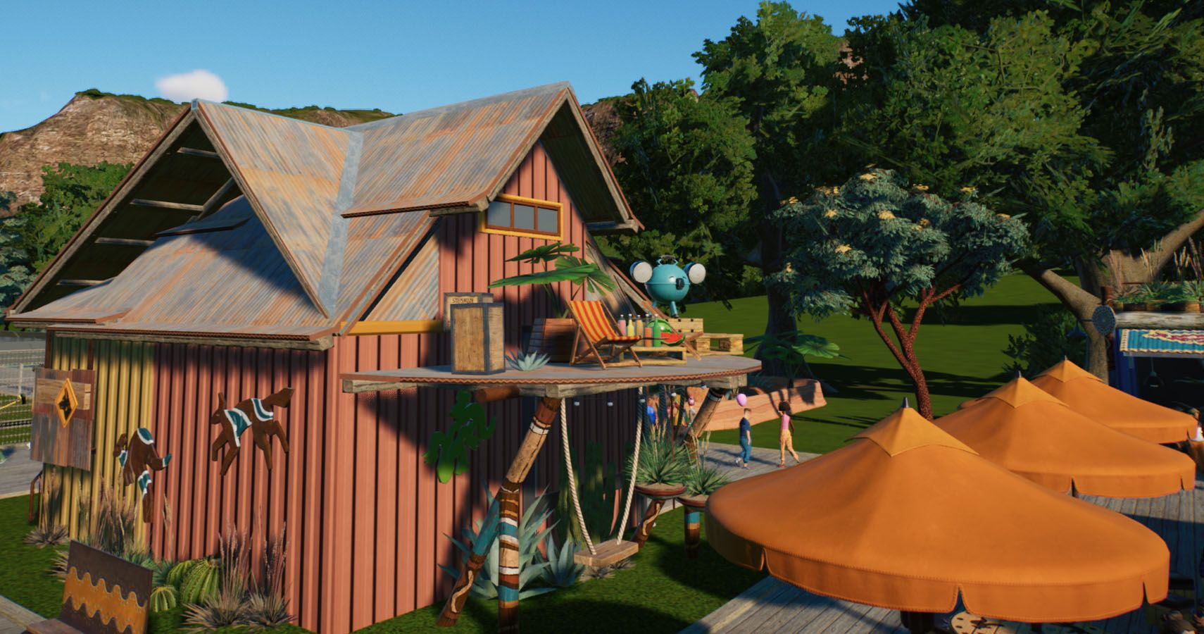 A busy looking pre built shop shell from the Australia pack.