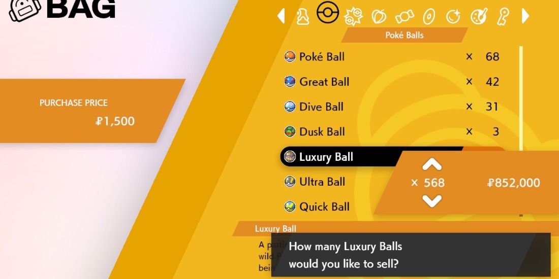 Selling a ridiculous amount of Luxury Balls to the Poke Mart for tons of cash in Pokemon Sword & Shield